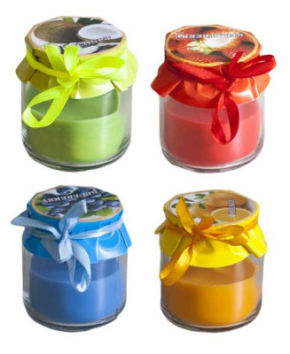 Свеча в стакане цветная 6*6,5см