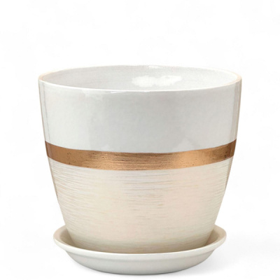 Горшок бутон 18см Поталь эстет золото/бел. 18см (РС156/3)