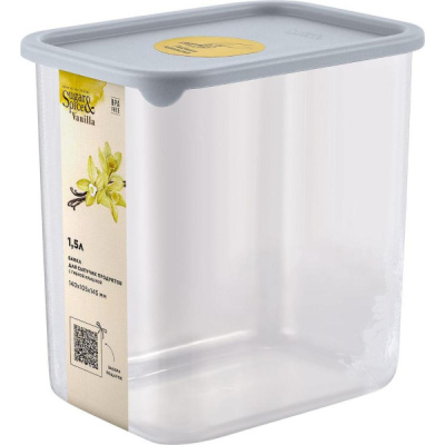 Банка для сыпучих продуктов Vanilla прямоуг. 1,5л с гибк.крышк. трюфель (то)