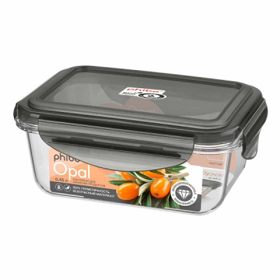 Контейнер для продуктов герметичный "OPAL" прямоуг. 0,45л (черный) (то)