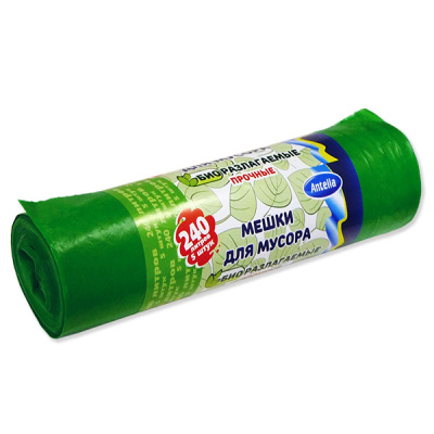 Мешки для мусора 240л/5шт/bio-LDPE/40мкм биоразлагаемые ПРОЧНЫЕ Антелла