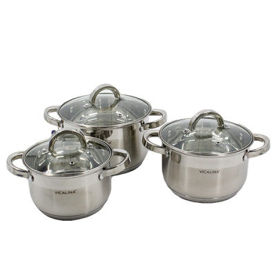 Кастрюли набор 3шт (2,7л/3,6л/4,8л) нерж сталь