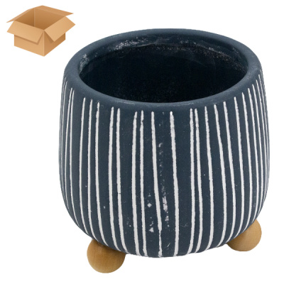 Кашпо керамическое ЛУКРЕЦИЯ синее 11*11*12см, на деревянных ножках