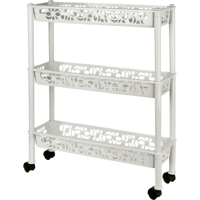 Этажерка 3-х секц.прямоугольная Light  длинная на колес.580х180х135мм белое облако (то)