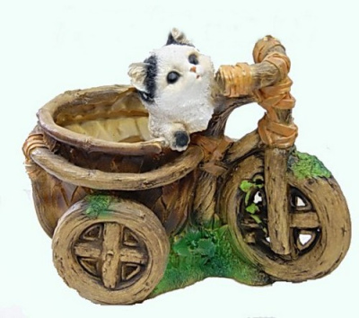 Кашпо "Котенок на велосипеде"