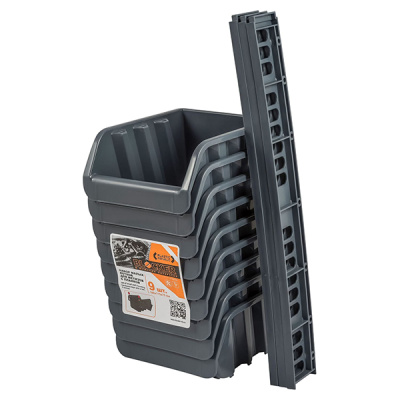 Набор лотков для метизов с планкой малых (9 шт.) серо-свинцовый (то)