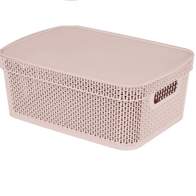Корзина прямоугольная Ajur 11л (380х270х143мм)(с крышкой) бежевый топаз (то)