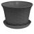 Кашпо круглое "Ротанг" 3л с поддоном (т.серый) (то)