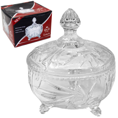 Сахарница стеклянная Ø-12см h-13см, с крышкой