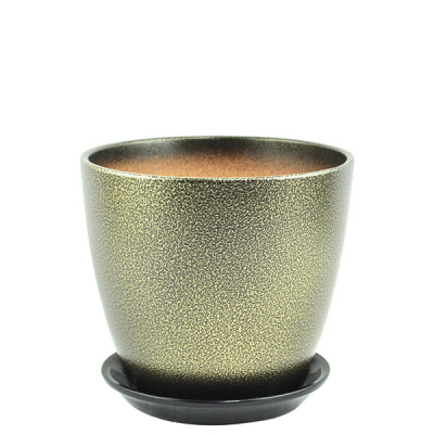 Горшок Глянец бутон мет.чер/зол 12см (ГЛ11/1)   