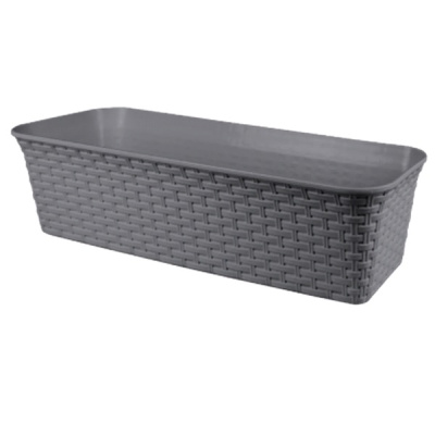 Ящик балконный 63см "Ротанг" с дренажем (серый) (то)