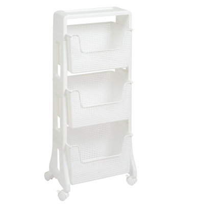 Этажерка "Лофт" 3-х ярусная на колесах (белый) (то)