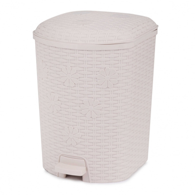 Контейнер для мусора с педалью 12л "Плетенка" (слоновая кость)(то)