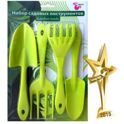 Набор садовых инструментов (лоп., совок д/пересад, граб,вилка ) салат (то)