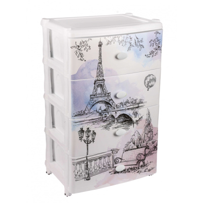 Комод 4-х секционный широкий "Весна в Париже" (то)