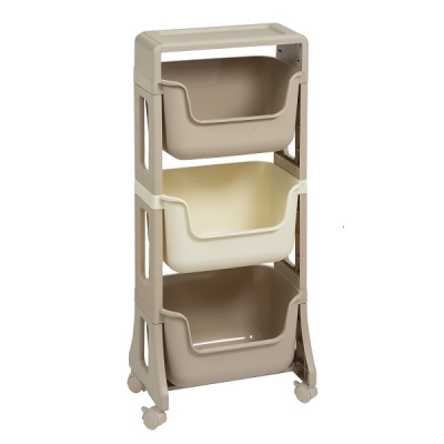 Этажерка "Junior" 3-х ярусная на колесах (латте/слон.кость) (то)