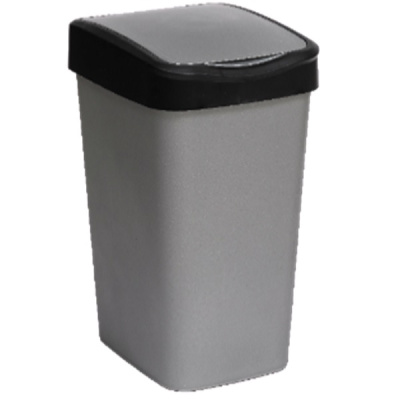 Ведро для мусора с подвижной крышкой 35л "Tandem" (сер.металлик/черный)