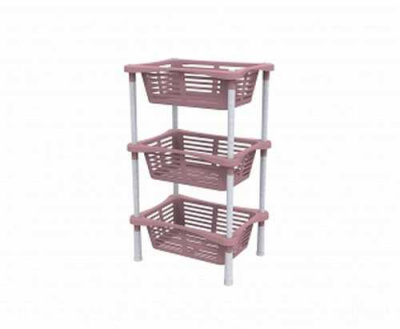 Этажерка с корзинками  Krita 3-х секц (коралл) (то)