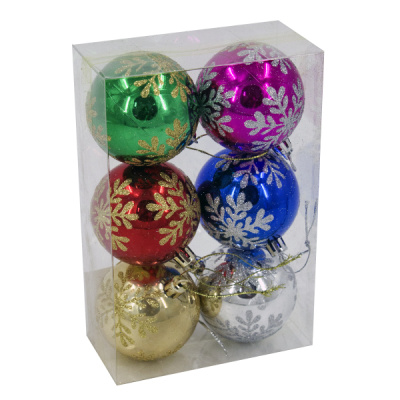 Шары елочные 6см, 6шт 