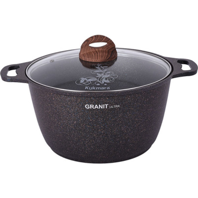 Кастрюля а/пр литая 6,0л стекл/кр Granit ultra blue ТМ KUKMARA