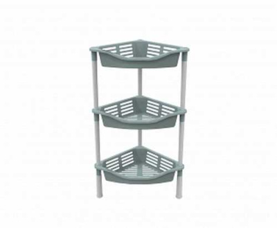 Этажерка угловая с корзинками Krita  3-х секц (серая мистерия) (то)