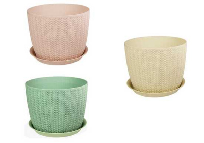 Кашпо ВЯЗАНИЕ D135мм с поддоном 1,1л (то)
