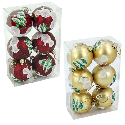 Шары елочные 6см, 6шт 