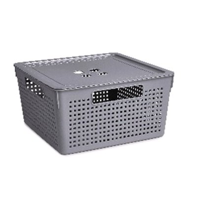 Коробка "Лофт" 11л с крышкой квадр.(серый) 290х290х151мм (то)