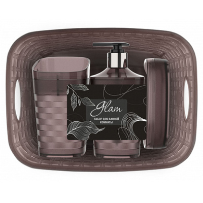 Набор для ванной комнаты Glam 4 предмета (шоколад) (то)