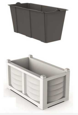 Ящик для цветов + вкладка  ARREDO 80*42*42см (белый)