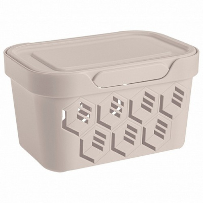 Ящик универсальный с крышкой "DELUXE" 189х132х110мм 1,9л (светло-бежевый) (то)