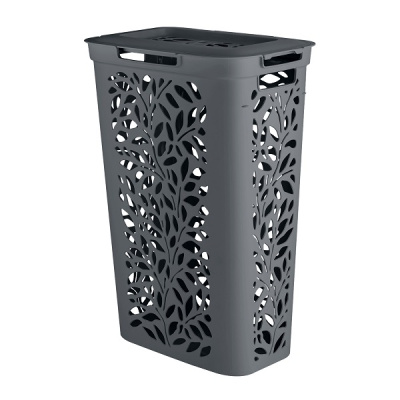 Корзина Leaves 40л с крышкой 440х275х635мм (серый)(то)
