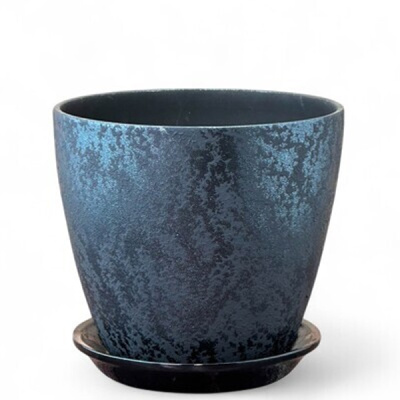 Горшок Роспись бутон шёлк чёрный 18см (РС 73/3)