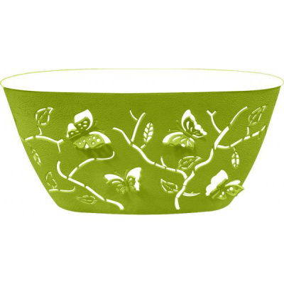 Горшок для цветов Plast Team Butterflies 4л 300х150мм овальный зеленое яблоко (то)