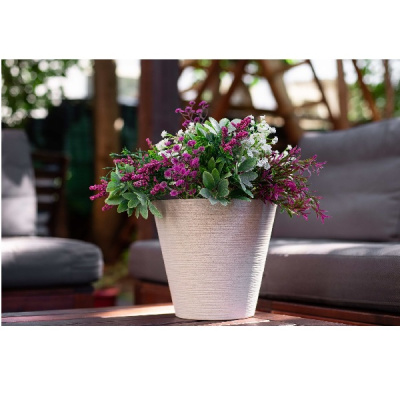 Горшок "ЭКО Конус" D22,5 со встав. 5,2л слоновая кость (белый) (дерево+пластик) (то)