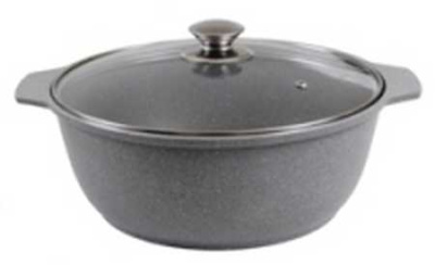 Кастрюля-жаровня 3л со стеклянной крышкой, АП (светлый мрамор)