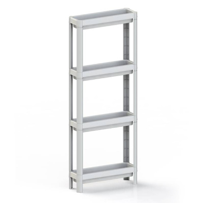 Этажерка 4-х секц. узкая Kleo 398х127х1000мм (белый) (то)