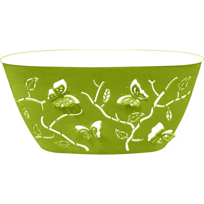 Горшок для цветов Plast Team Butterflies 7,3л 470х150мм овальный зеленое яблоко (то)