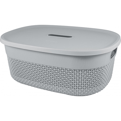 Корзина для хранения с крышкой OSLO 12л серый шторм (то)