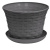 Кашпо круглое "Ротанг" 2,1л с поддоном (т.серый) (то)