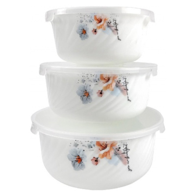 Набор салатников JEWEL Мираж 3 предмета с крышкой (стеклокерамика),