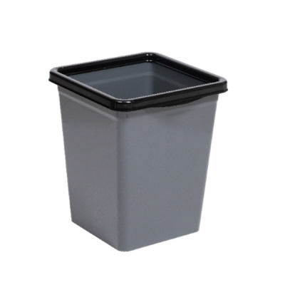 Ведро для мусора с фиксатором 14л квадратное (серо/черный) (то)