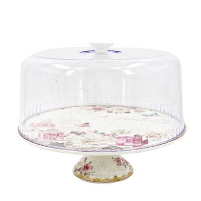 Тортовница на ножке керамическая 30см, с крышкой