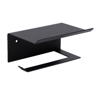 Держатель для туалетной бумаги с полкой (черный)(хпп) (то)