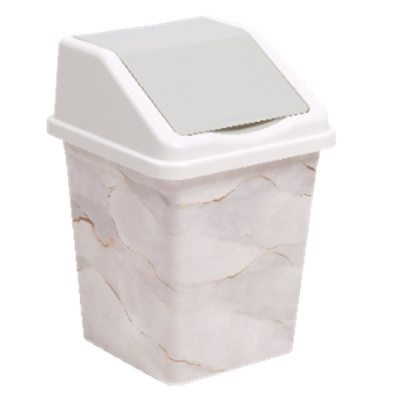 Ведро для мусора с подвижной крышкой 5л квадратное "Белый Мрамор"