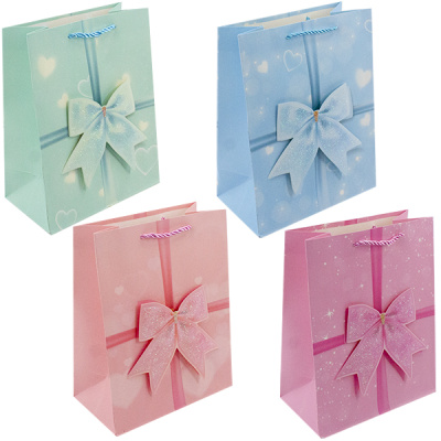 Пакет подарочный бумажный БАНТ 3D 26*10*32см