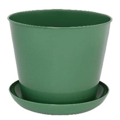 Кашпо круглое 1,2л с поддоном (темно-зеленый)