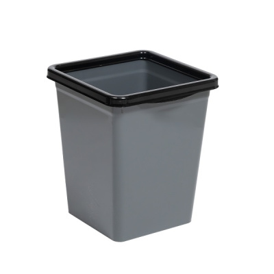 Ведро для мусора с фиксатором 8,5л квадратное (серо/черный) (то)