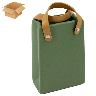 Кашпо-ваза керамическое ПОДАРОК зеленое 12*6*24см