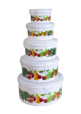 Контейнер круглый, с защелками, набор 5шт